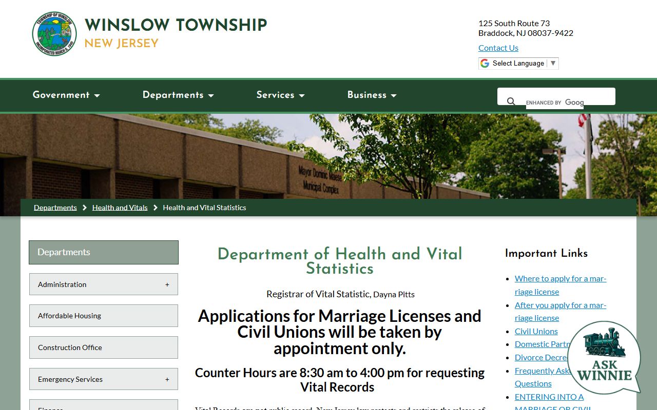 Camden County death records through City of Camden Office of Vital Statistics