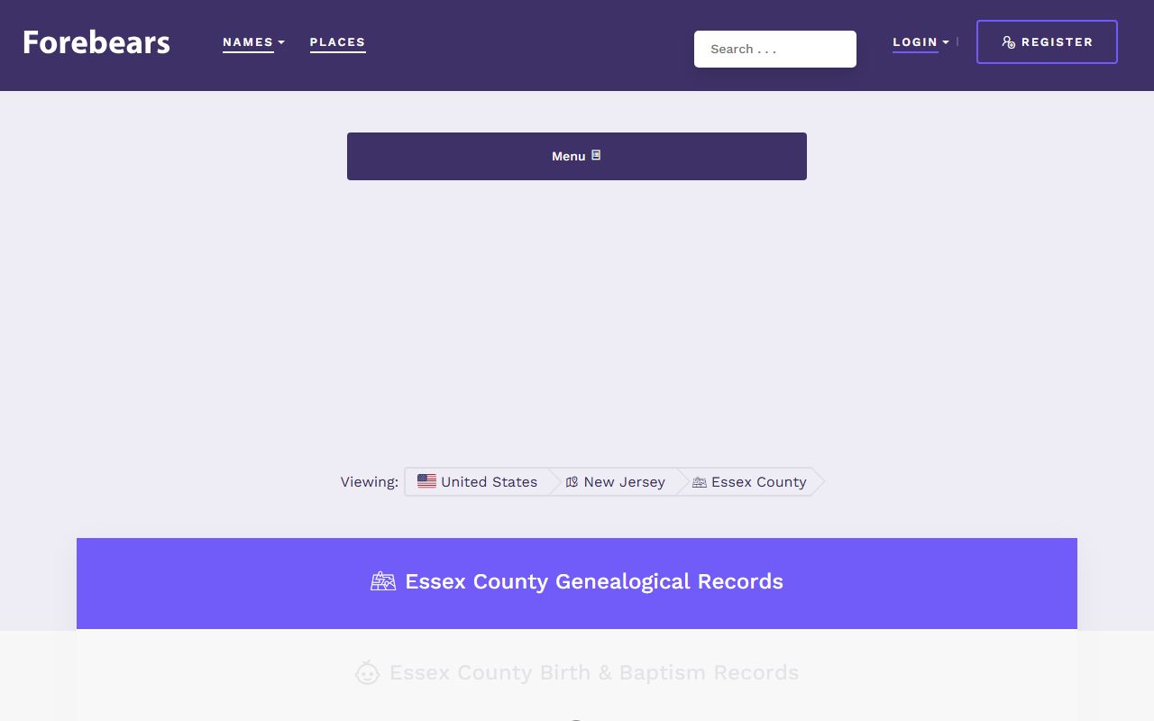 Essex County Registrar office for Essex County death records